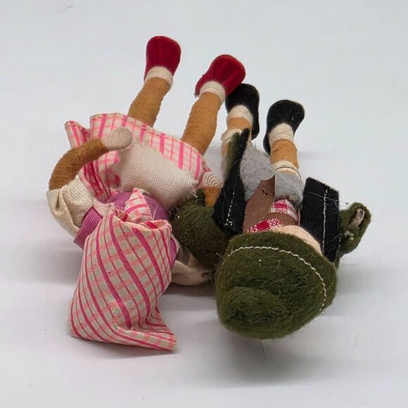 Vintage German Boy & Girl Handmade Dolls Traditional Dress Couple 4.5" Tall - Picture 6 of 8